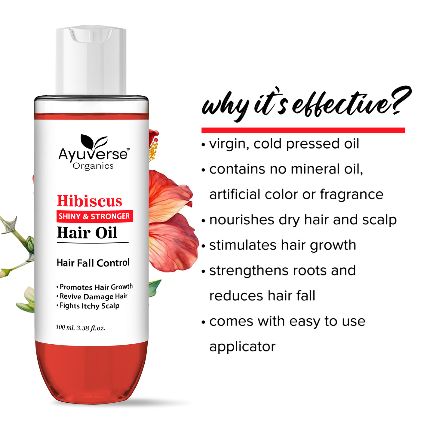 Ayuverse Organics Hibiscus Hair Oil For Hairfall Control “Pack Of 2”