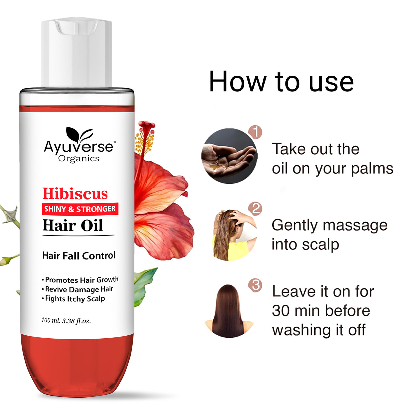 Ayuverse Organics Hibiscus Hair Oil For Hairfall Control