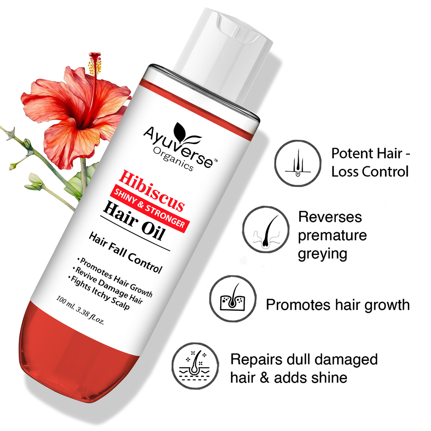 Ayuverse Organics Hibiscus Hair Oil For Hairfall Control “Pack Of 2”