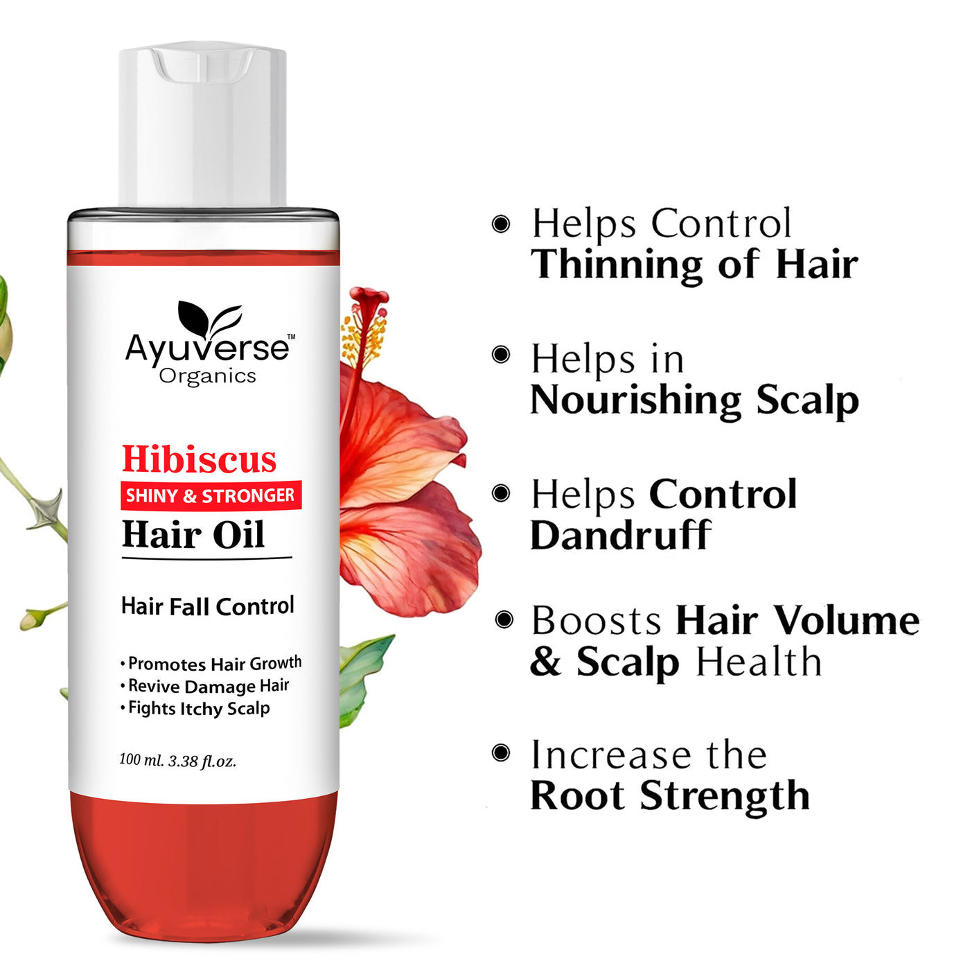 Ayuverse Organics Hibiscus Hair Oil For Hairfall Control “Pack Of 2”