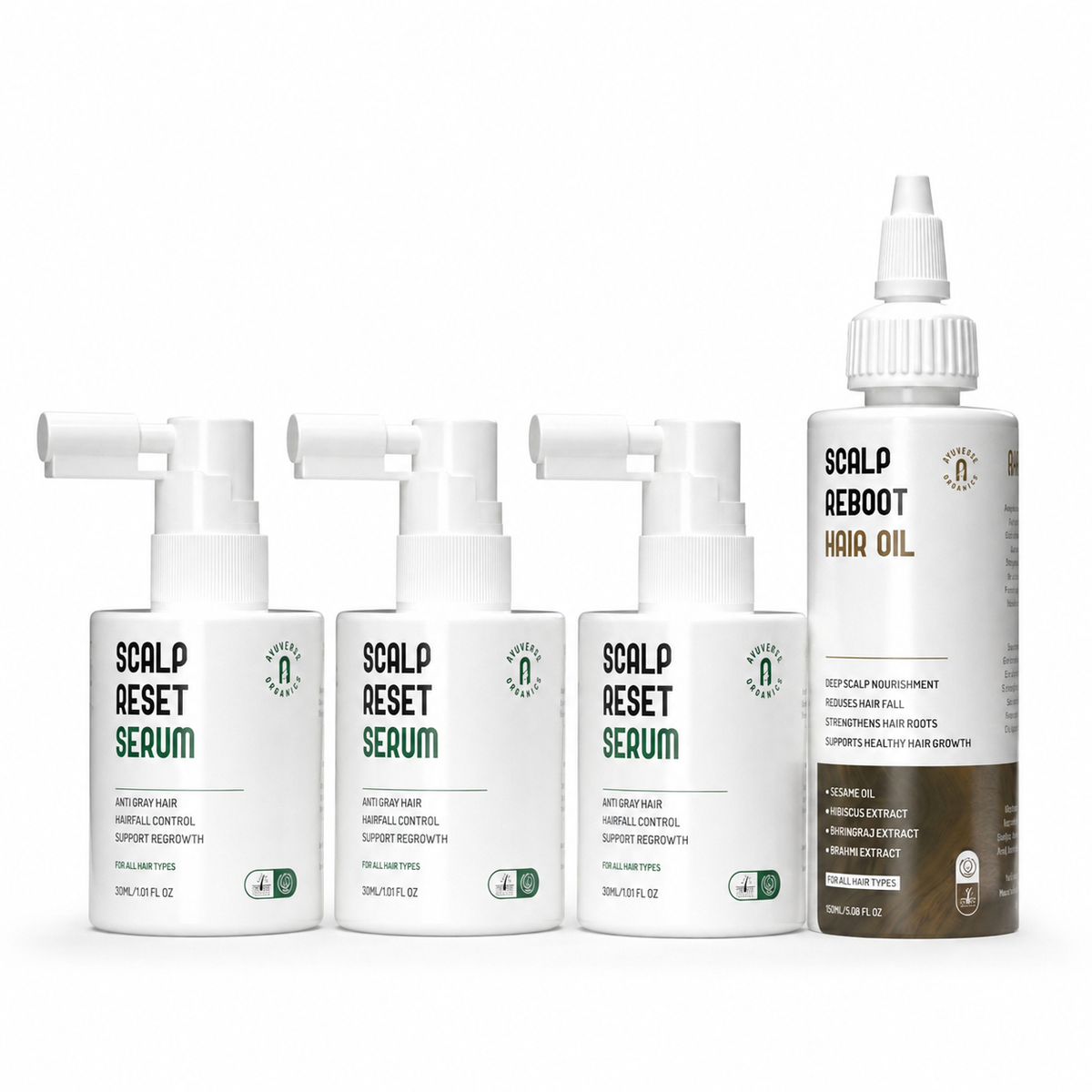 3 Scalp Reset Serum & 1 Scalp Reboot Hair Oil Combo